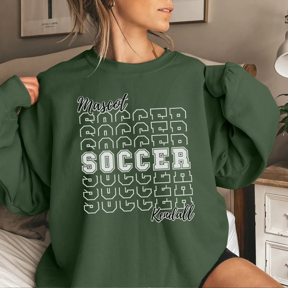 Custom Soccer on a Sweatshirt With Mascot and Soccer Player Name on a Sweatshirt