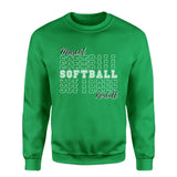 Custom Softball on a Sweatshirt With Mascot and Softball Player Name on a Sweatshirt