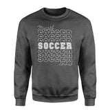 Custom Soccer on a Sweatshirt With Mascot and Soccer Player Name on a Sweatshirt