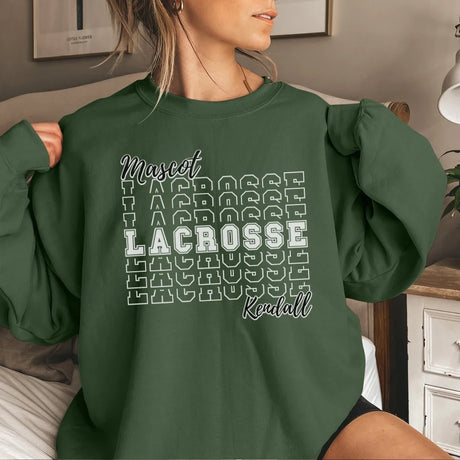 Custom Lacrosse on a Sweatshirt With Mascot and Lacrosse Player Name on a Sweatshirt