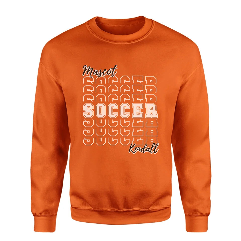 Custom Soccer on a Sweatshirt With Mascot and Soccer Player Name on a Sweatshirt