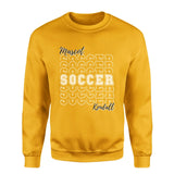 Custom Soccer on a Sweatshirt With Mascot and Soccer Player Name on a Sweatshirt