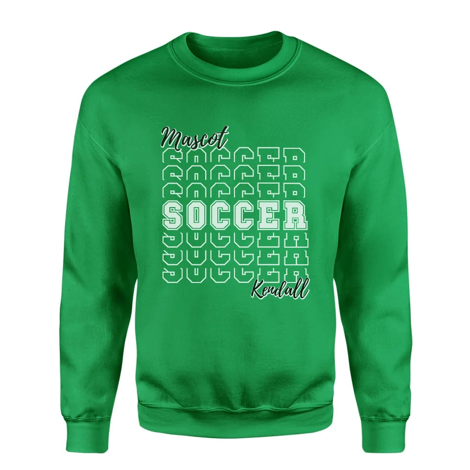 Custom Soccer on a Sweatshirt With Mascot and Soccer Player Name on a Sweatshirt