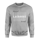 Custom Lacrosse on a Sweatshirt With Mascot and Lacrosse Player Name on a Sweatshirt