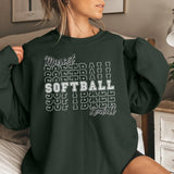 Custom Softball on a Sweatshirt With Mascot and Softball Player Name on a Sweatshirt