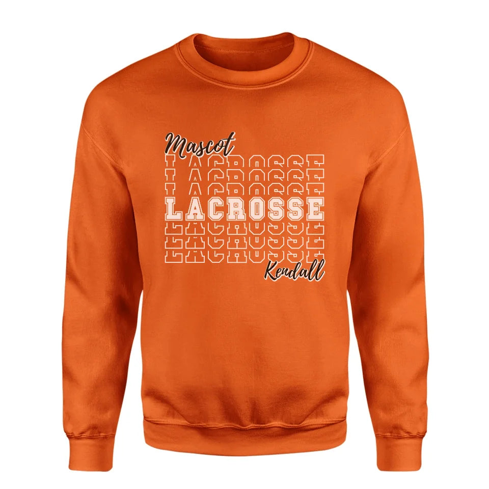 Custom Lacrosse on a Sweatshirt With Mascot and Lacrosse Player Name on a Sweatshirt