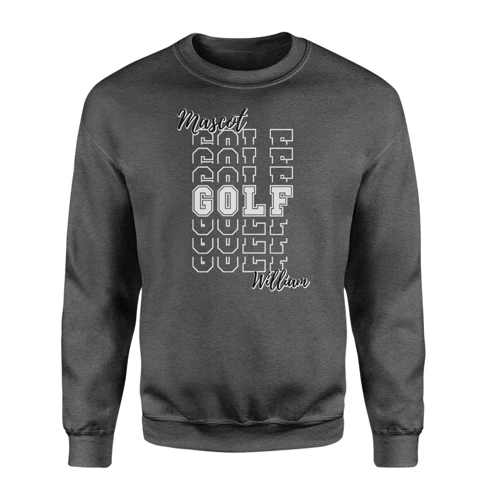 Custom Golf on a Sweatshirt With Mascot and Golfer Name on a Sweatshirt