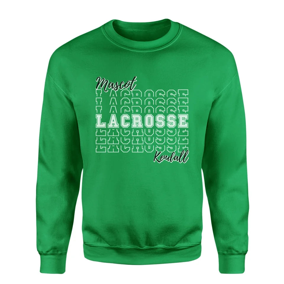 Custom Lacrosse on a Sweatshirt With Mascot and Lacrosse Player Name on a Sweatshirt