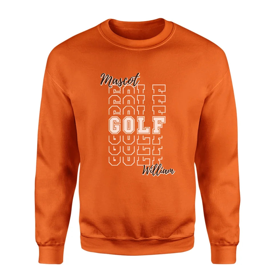 Custom Golf on a Sweatshirt With Mascot and Golfer Name on a Sweatshirt