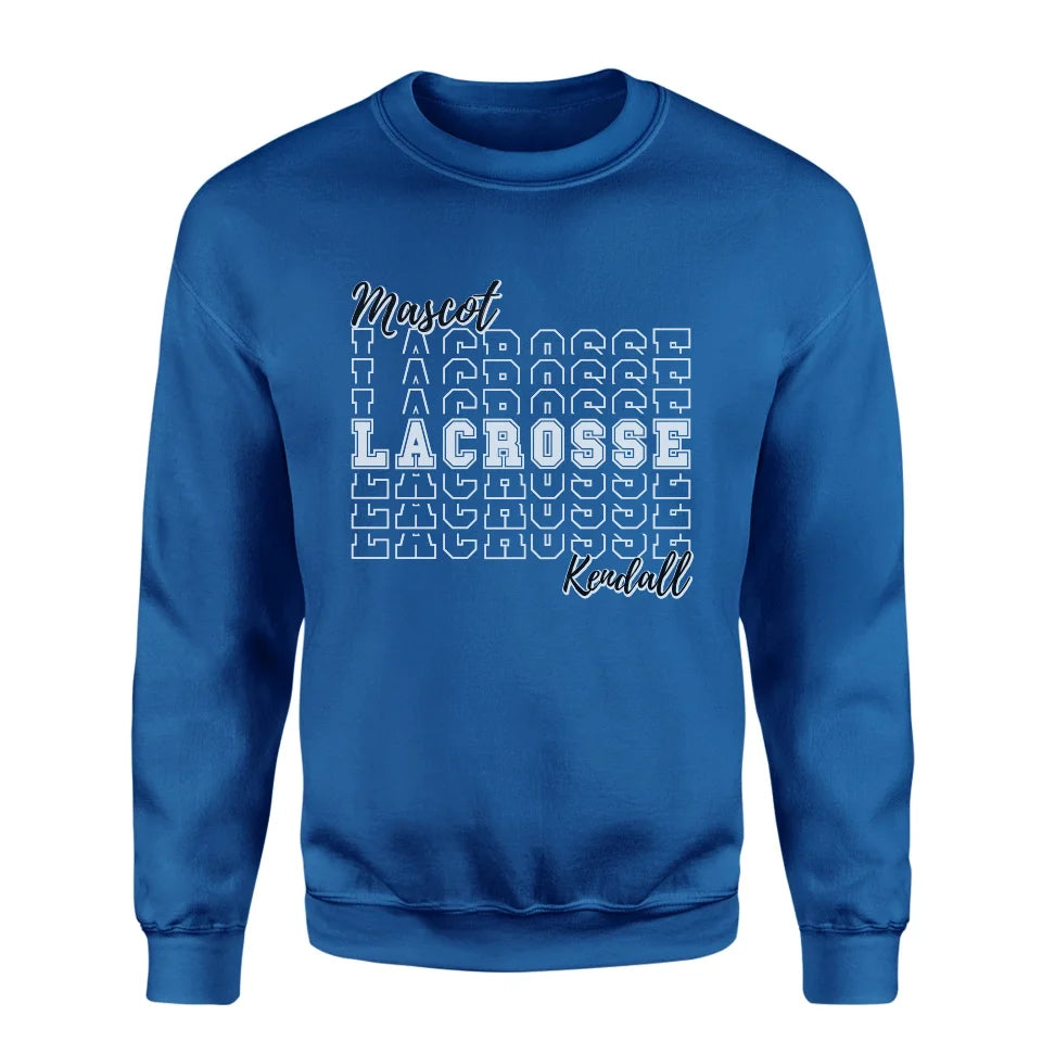 Custom Lacrosse on a Sweatshirt With Mascot and Lacrosse Player Name on a Sweatshirt