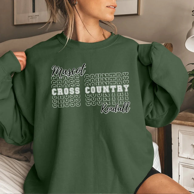 Custom Cross Country on a Sweatshirt With Mascot and Cross Country Runner Name on a Sweatshirt