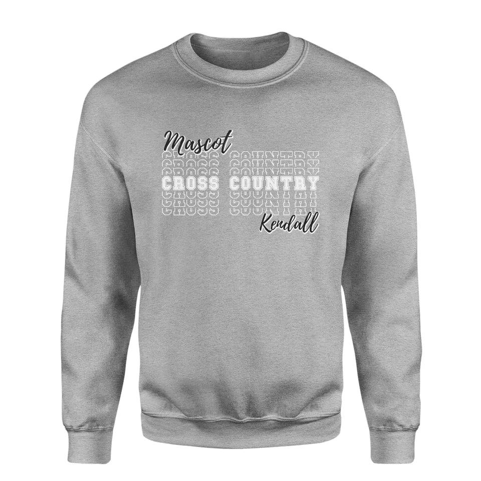 Custom Cross Country on a Sweatshirt With Mascot and Cross Country Runner Name on a Sweatshirt