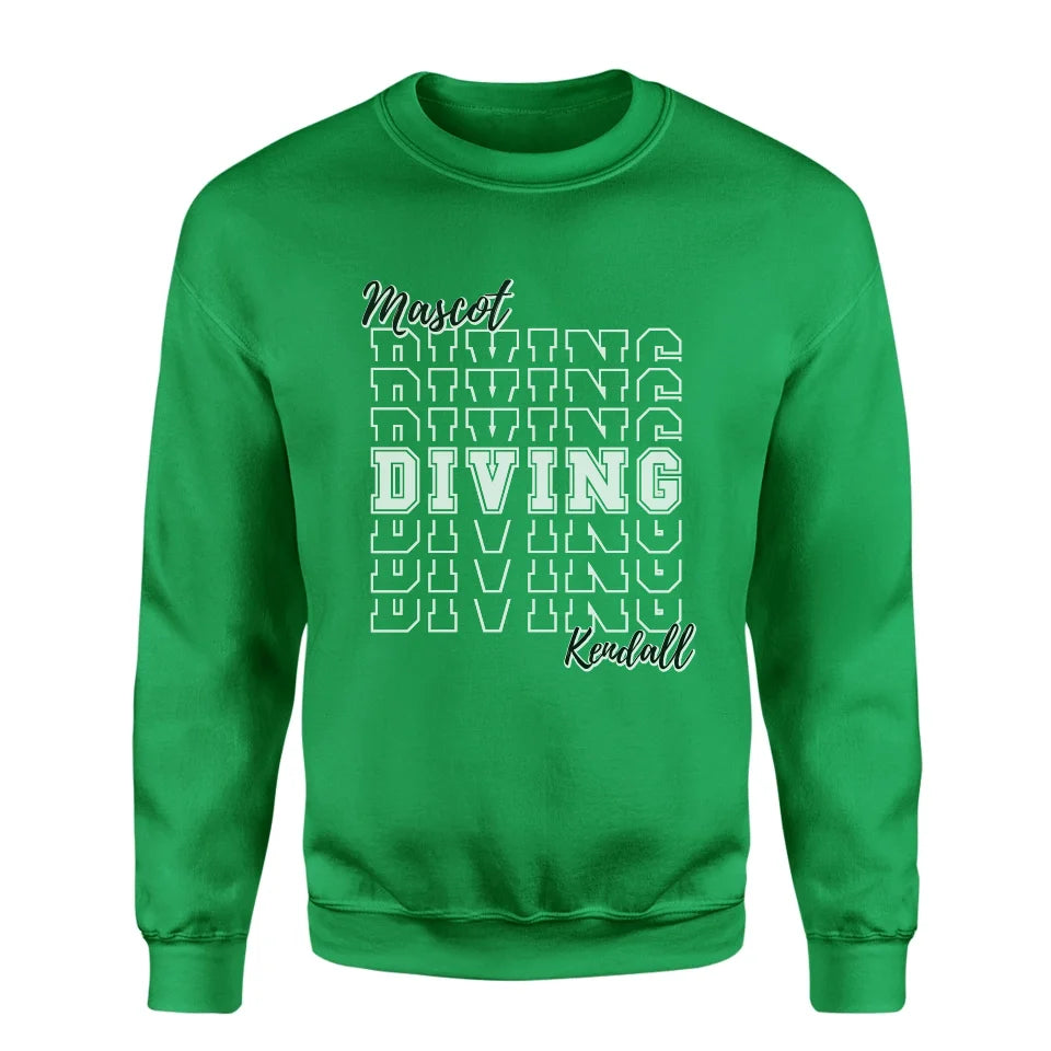 Custom Diving on a Sweatshirt With Mascot and Diver Name on a Sweatshirt