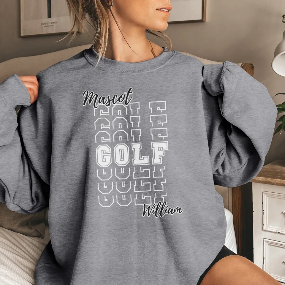 Custom Golf on a Sweatshirt With Mascot and Golfer Name on a Sweatshirt