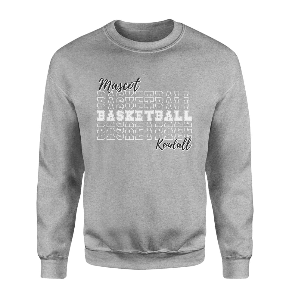 Custom Basketball on a Sweatshirt With Mascot and Basketball Player Name on a Sweatshirt