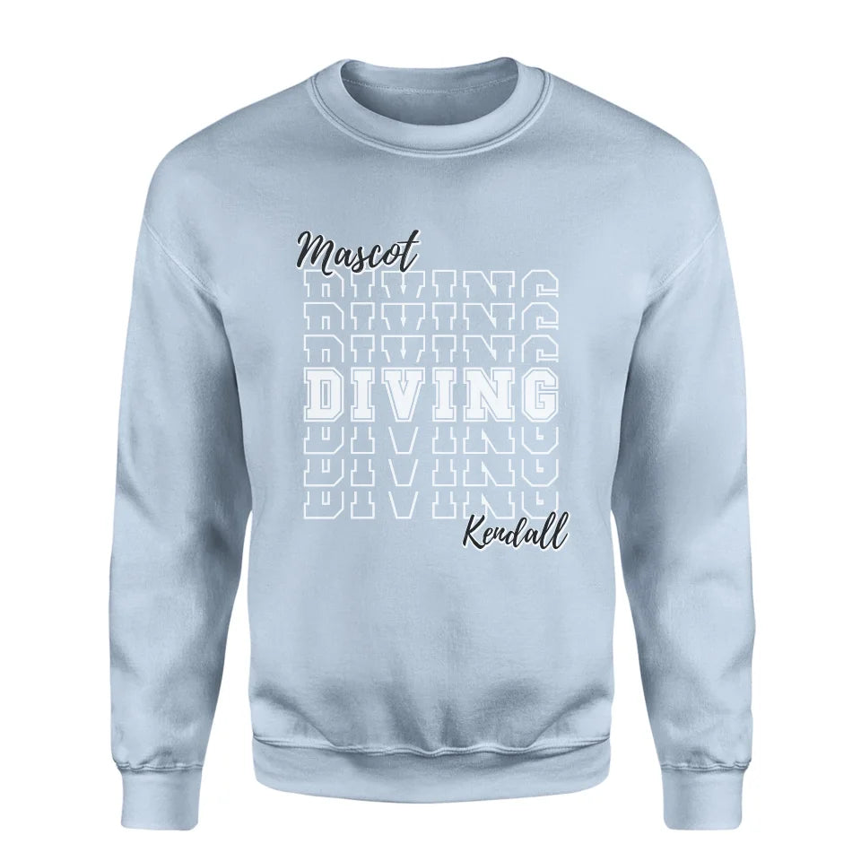 Custom Diving on a Sweatshirt With Mascot and Diver Name on a Sweatshirt