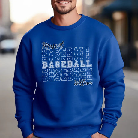 Custom Baseball on a Sweatshirt With Mascot and Baseball Player Name on a Sweatshirt