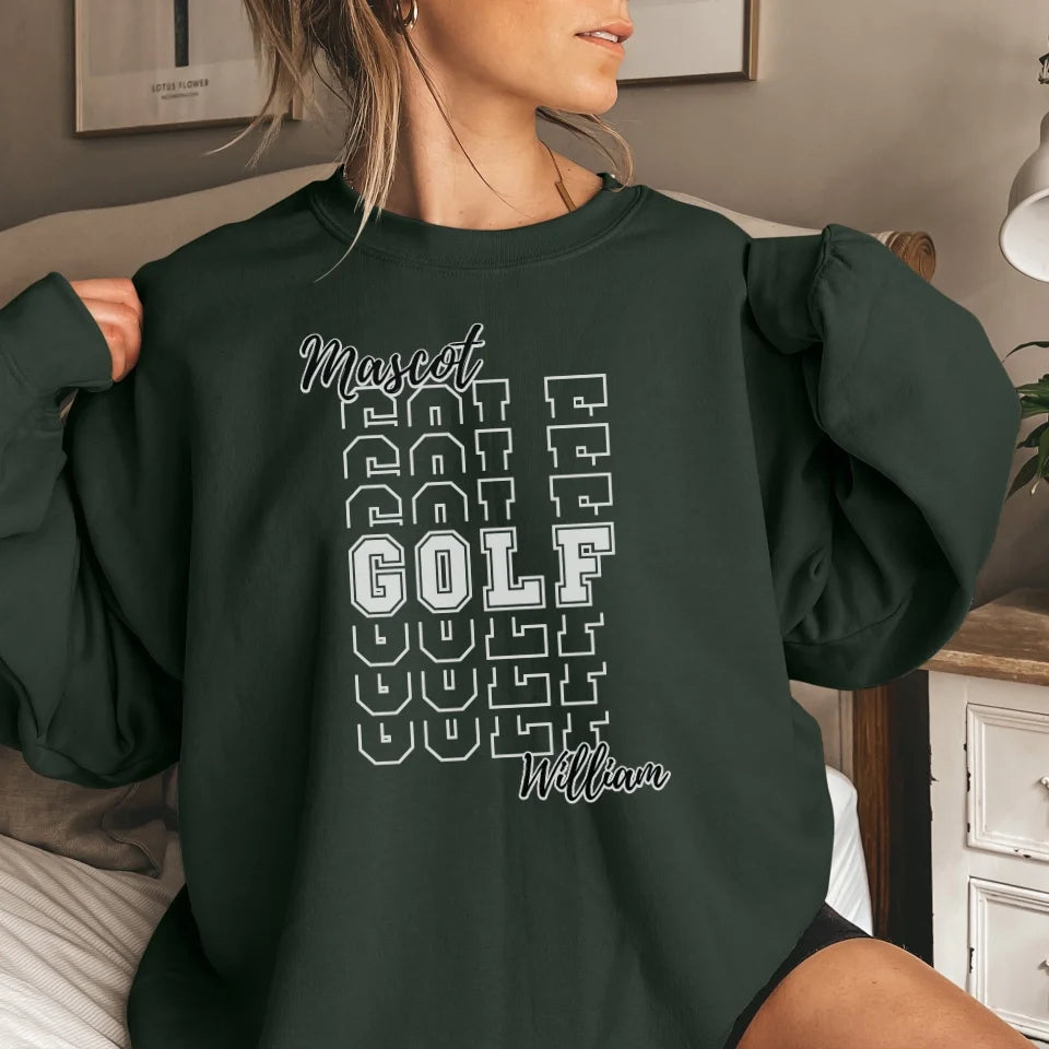 Custom Golf on a Sweatshirt With Mascot and Golfer Name on a Sweatshirt