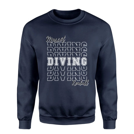 Custom Diving on a Sweatshirt With Mascot and Diver Name on a Sweatshirt