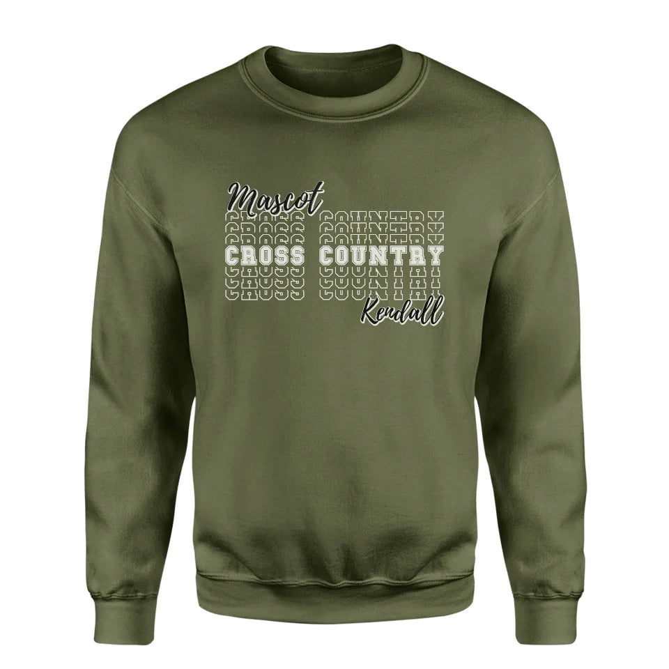 Custom Cross Country on a Sweatshirt With Mascot and Cross Country Runner Name on a Sweatshirt