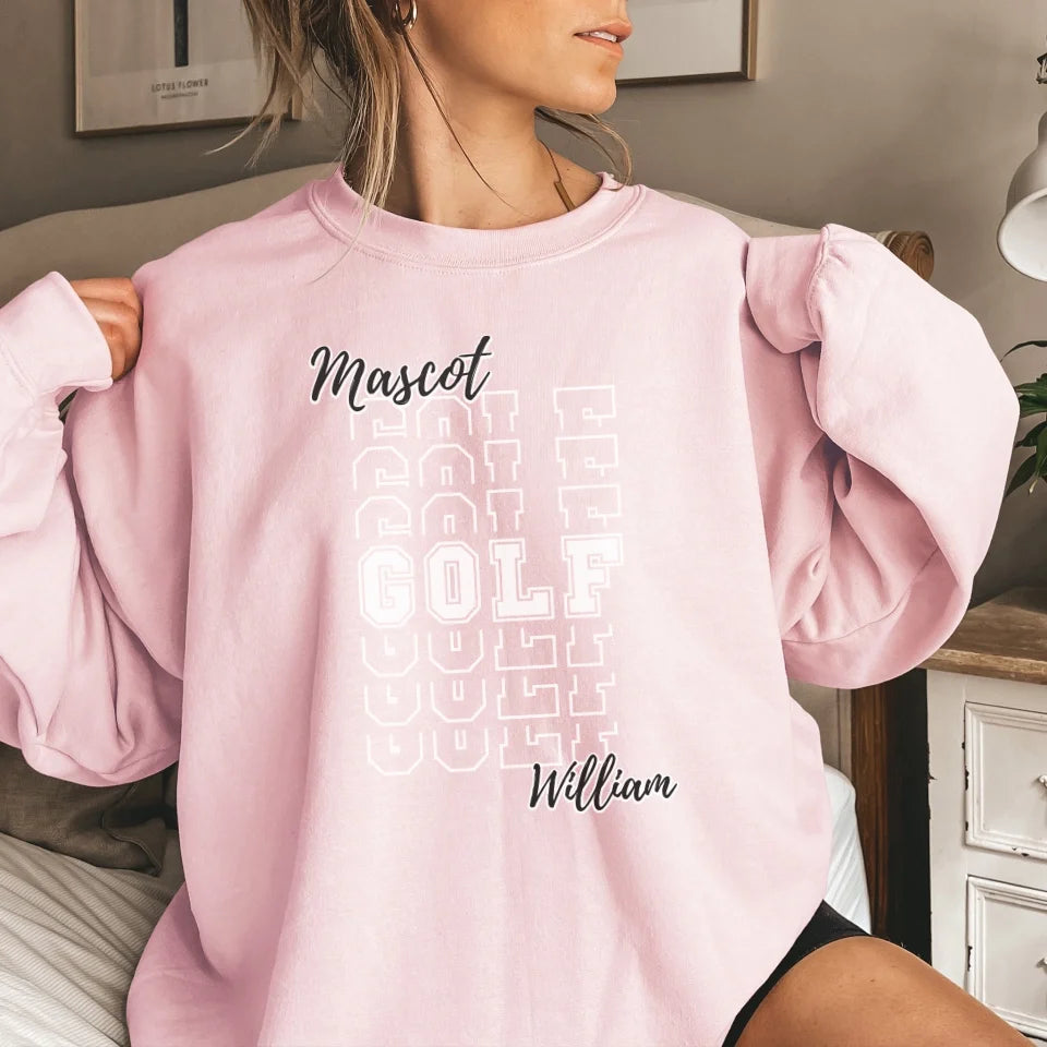 Custom Golf on a Sweatshirt With Mascot and Golfer Name on a Sweatshirt