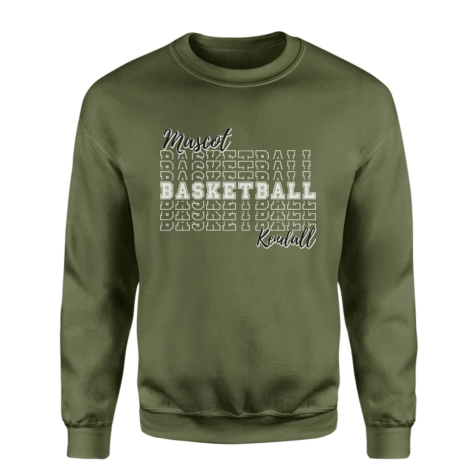 Custom Basketball on a Sweatshirt With Mascot and Basketball Player Name on a Sweatshirt