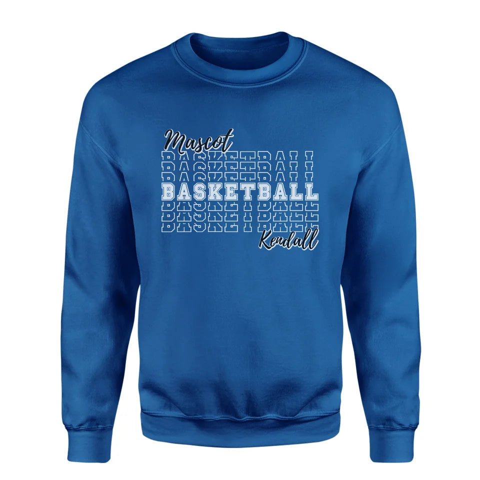 Custom Basketball on a Sweatshirt With Mascot and Basketball Player Name on a Sweatshirt