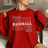 Custom Baseball on a Sweatshirt With Mascot and Baseball Player Name on a Sweatshirt