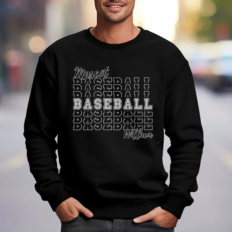 Custom Baseball on a Sweatshirt With Mascot and Baseball Player Name on a Sweatshirt