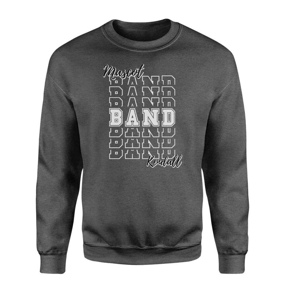 Custom Band on a Sweatshirt With Mascot and Musician Name on a Sweatshirt