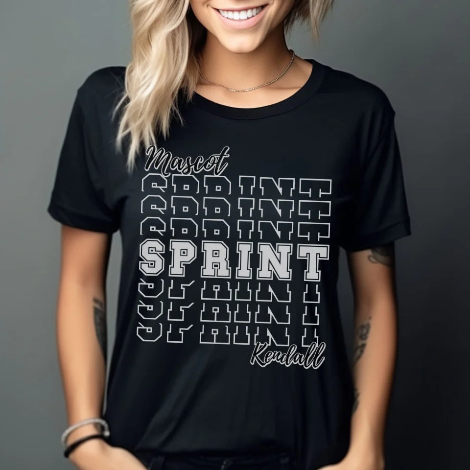 Custom Sprint Shirt With Mascot and Sprinter Name on a Unisex T-Shirt