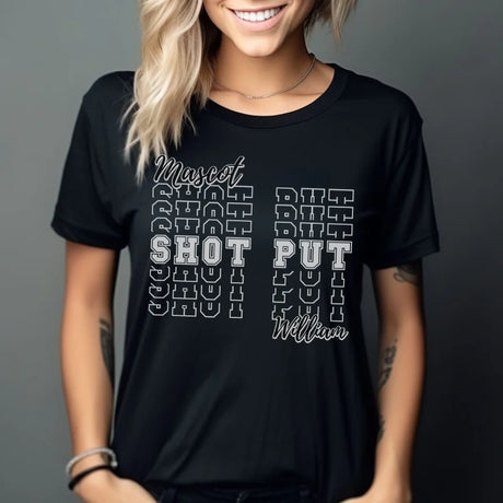 Custom Shot put Shirt With Mascot and Shot putter Name on a Unisex T-Shirt