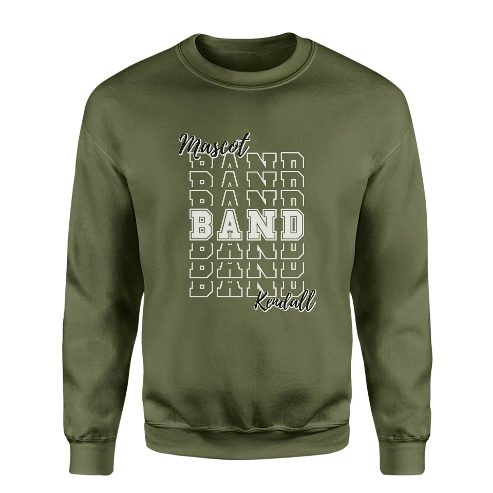 Custom Band on a Sweatshirt With Mascot and Musician Name on a Sweatshirt