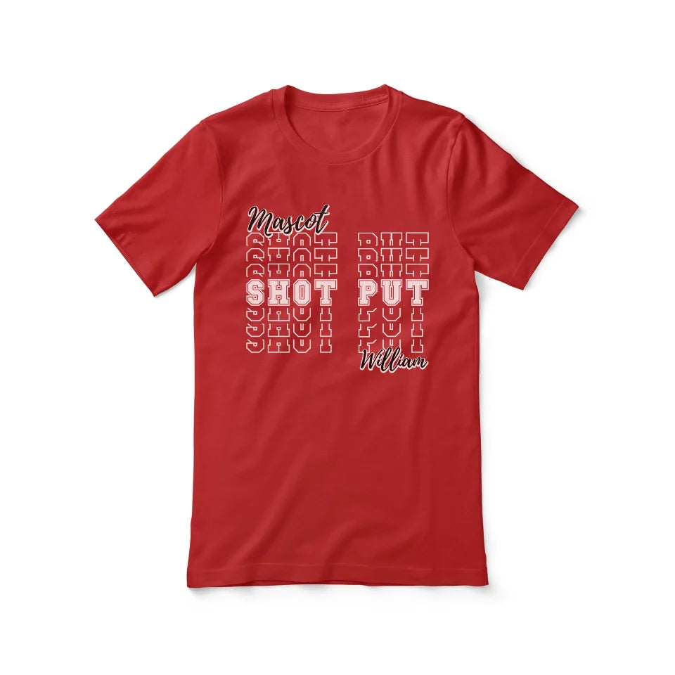 Custom Shot put Shirt With Mascot and Shot putter Name on a Unisex T-Shirt