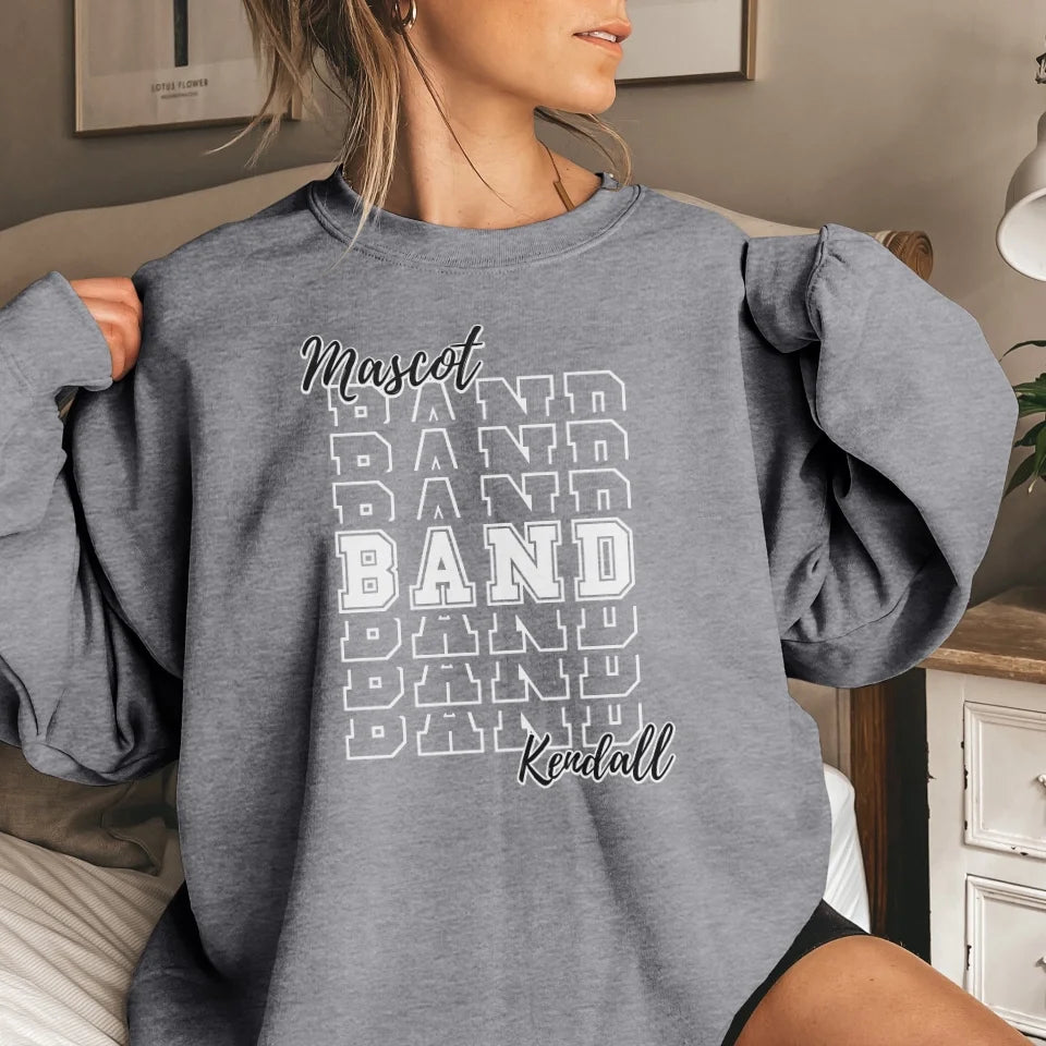 Custom Band on a Sweatshirt With Mascot and Musician Name on a Sweatshirt