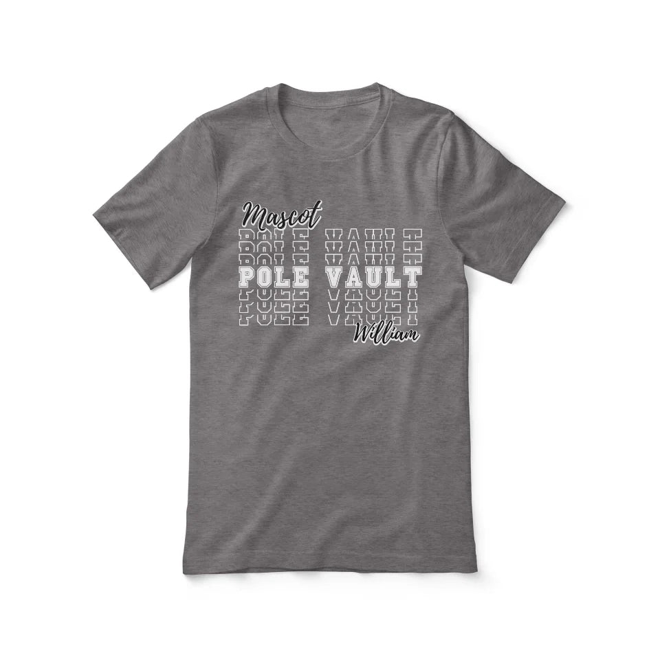 Custom Pole Vault Shirt With Mascot and Pole Vaulter Name on a Unisex T-Shirt