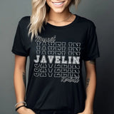 Custom Javelin Shirt With Mascot and Javelin Thrower Name on a Unisex T-Shirt