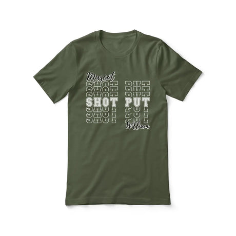 Custom Shot put Shirt With Mascot and Shot putter Name on a Unisex T-Shirt