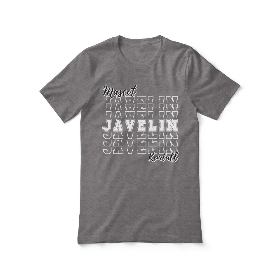 Custom Javelin Shirt With Mascot and Javelin Thrower Name on a Unisex T-Shirt