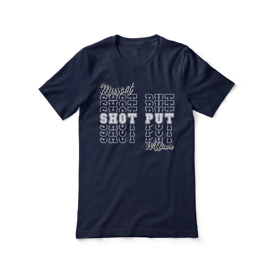 Custom Shot put Shirt With Mascot and Shot putter Name on a Unisex T-Shirt