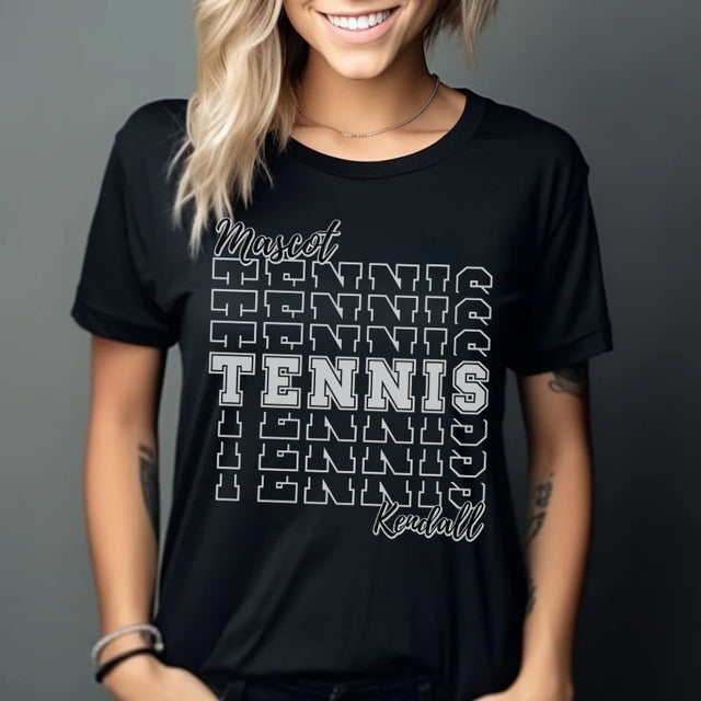 Custom Tennis Shirt With Mascot and Tennis Player Name on a Unisex T-Shirt