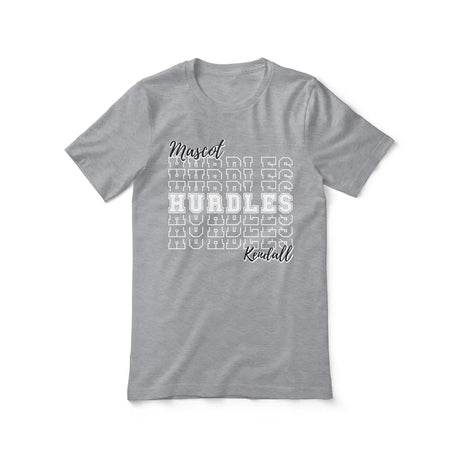 Custom Hurdles Shirt With Mascot and Hurdler Name on a Unisex T-Shirt