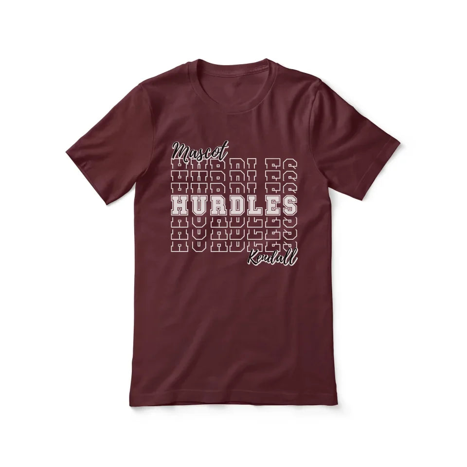 Custom Hurdles Shirt With Mascot and Hurdler Name on a Unisex T-Shirt