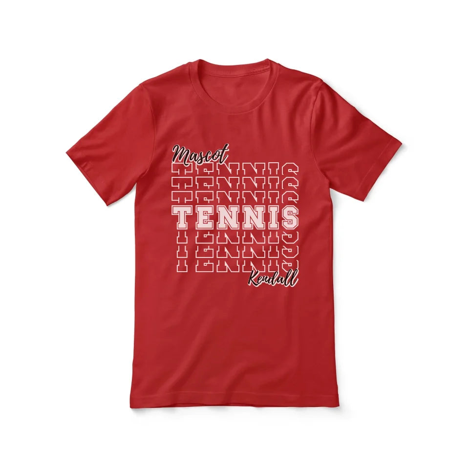 Custom Tennis Shirt With Mascot and Tennis Player Name on a Unisex T-Shirt