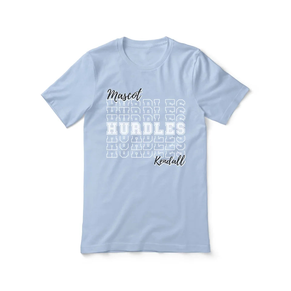 Custom Hurdles Shirt With Mascot and Hurdler Name on a Unisex T-Shirt