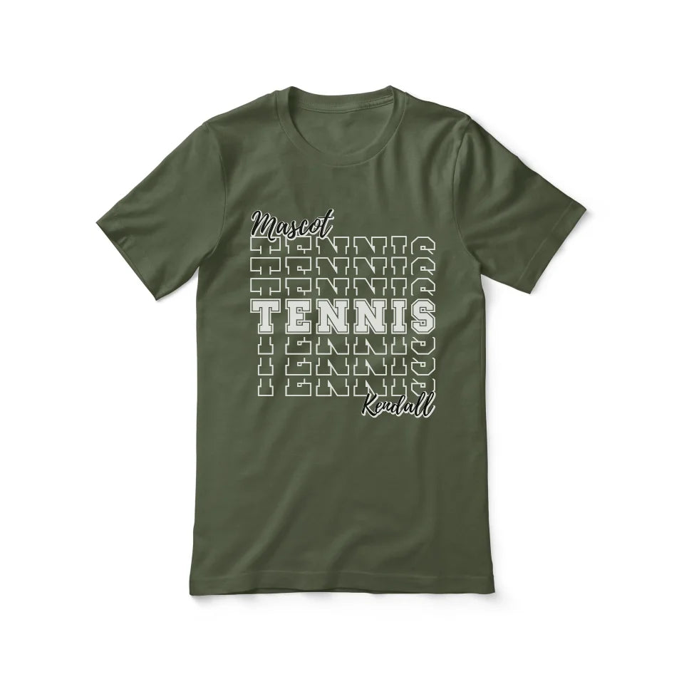 Custom Tennis Shirt With Mascot and Tennis Player Name on a Unisex T-Shirt