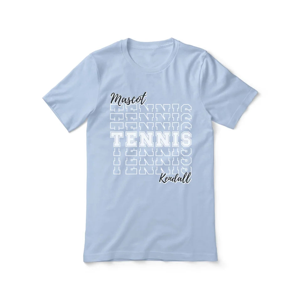 Custom Tennis Shirt With Mascot and Tennis Player Name on a Unisex T-Shirt