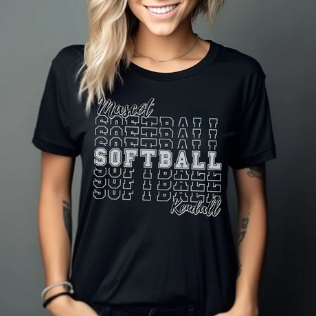 Custom Softball Shirt With Mascot and Softball Player Name on a Unisex T-Shirt