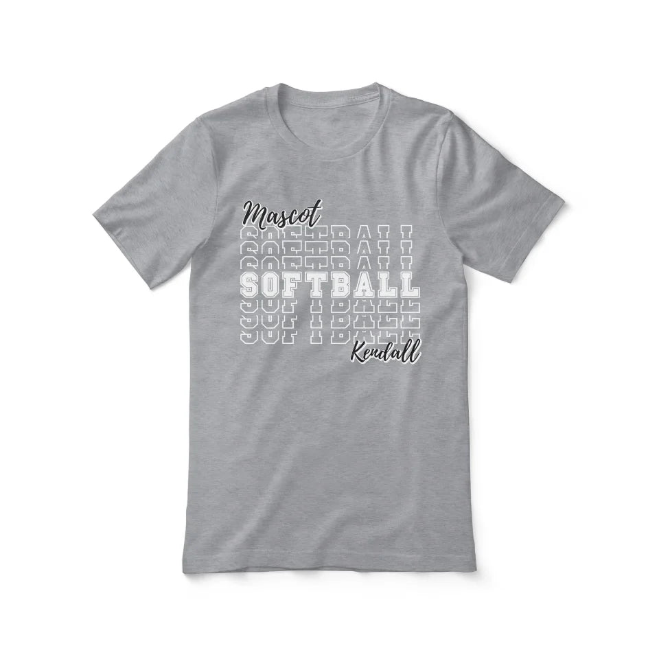 Custom Softball Shirt With Mascot and Softball Player Name on a Unisex T-Shirt