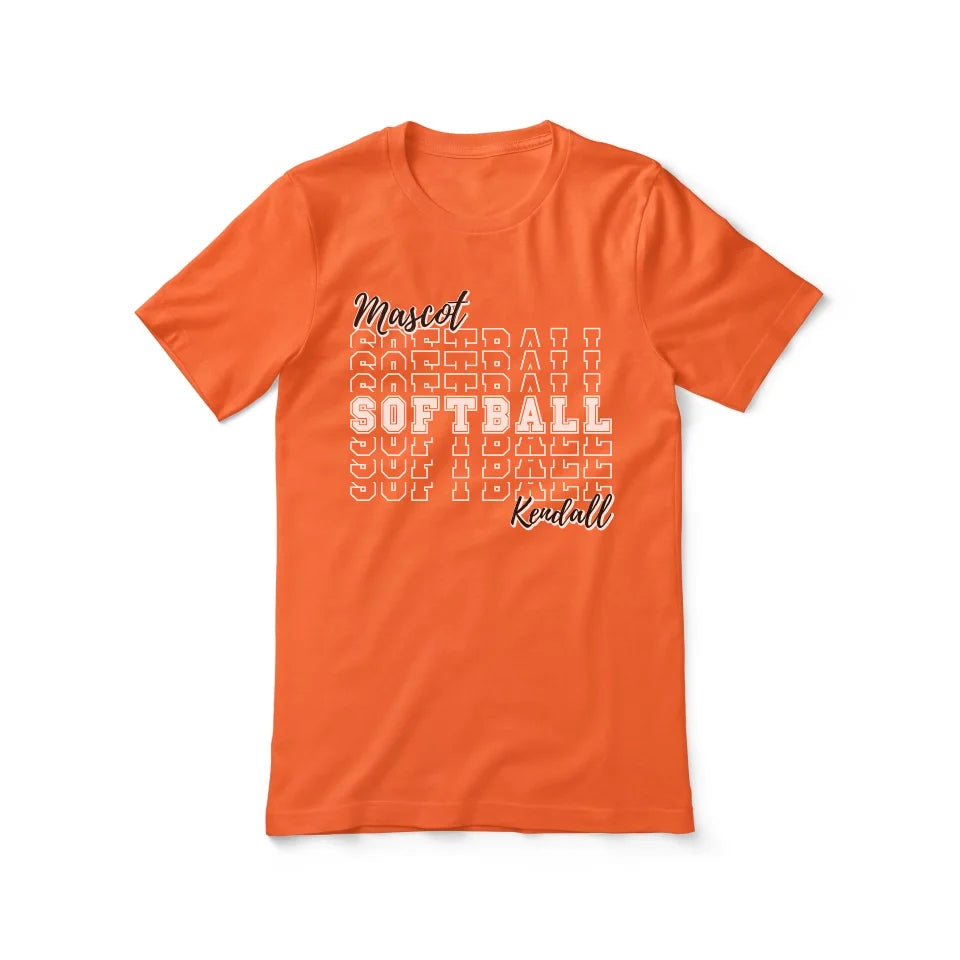 Custom Softball Shirt With Mascot and Softball Player Name on a Unisex T-Shirt